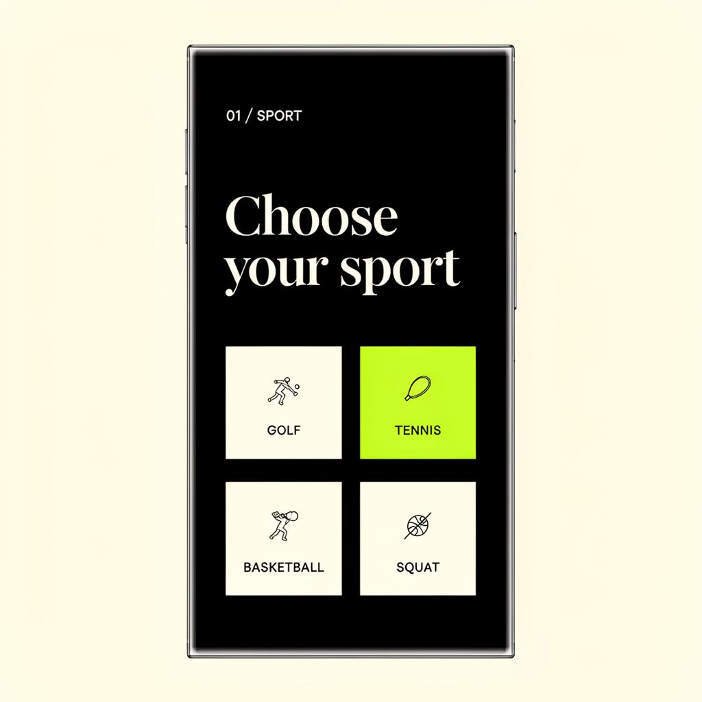 Sport selection screen in the Hone app